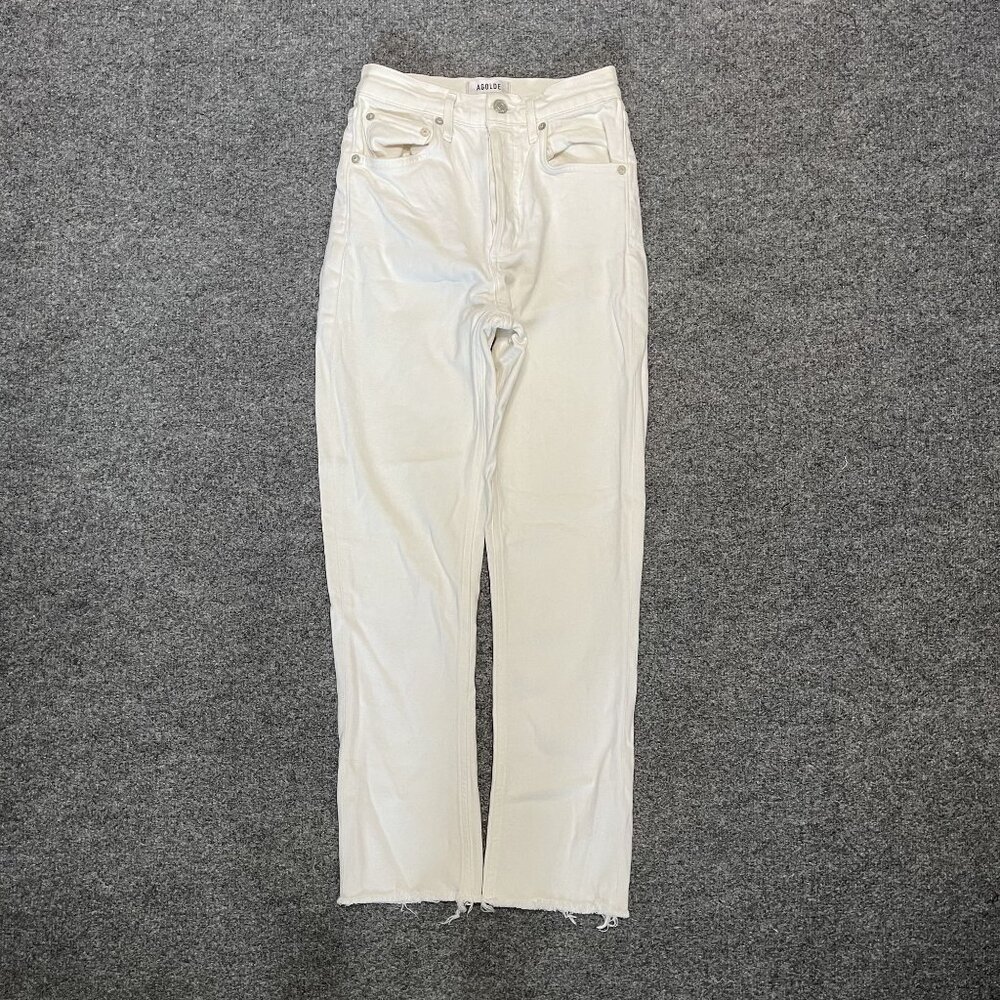 AGOLDE Riley High Rise Straight Crop Jeans Sour Cream Size 23 Womens Denim